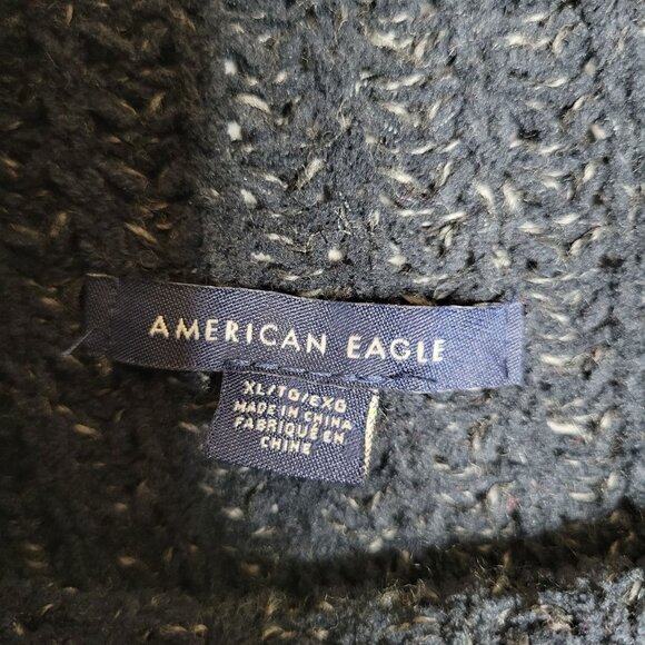 American Eagle XL Mock Neck Waffle Knit Sweater Navy Slouchy Casualb - Picture 4 of 6